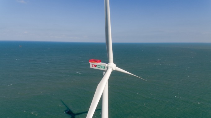 ▲ 上緯於竹南架設的海洋風電第一階段已於去年 4 月正式商轉。(圖：上緯提供)