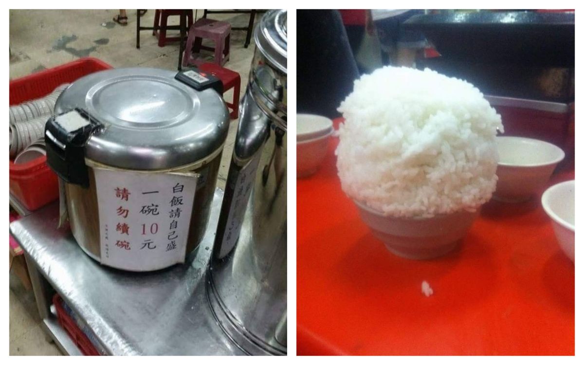 ▲網友分享一碗 10 元的超大碗白飯小山照，引發討論。（圖／翻攝自爆笑公社臉書）