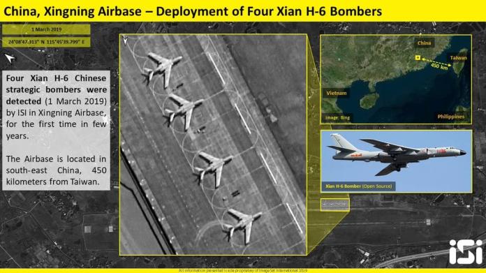 ▲美國商業衛星拍攝到共軍轟六基地距離台灣僅有450公里。（圖／翻攝自ImageSat International推特）