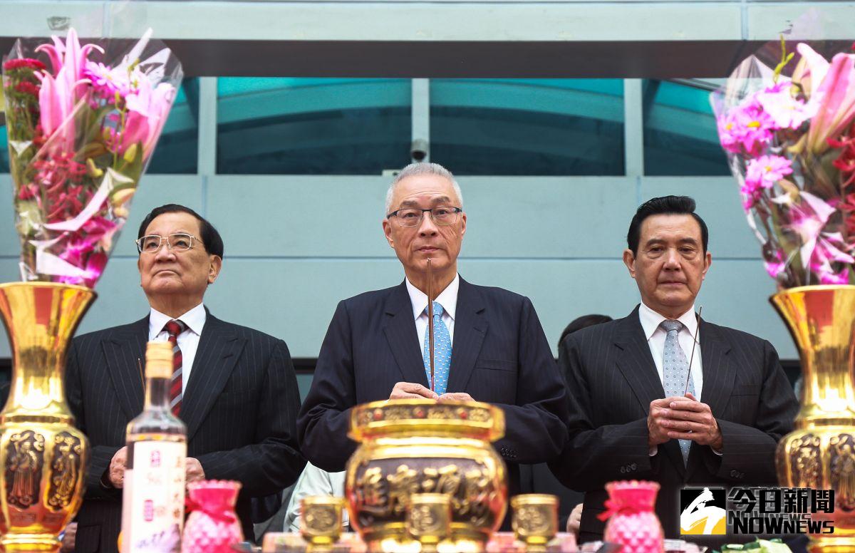 ▲連戰、吳敦義、馬英九出席國民黨舉行的「恭祝福德正神聖誕千秋」祭典。（圖／記者葉政勳攝 , 2019.03.06）