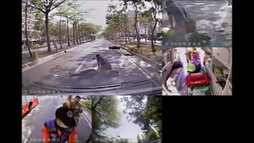 ▲消防員立即為男大生進行CPR急救。（圖／記者陳聖璋翻攝）