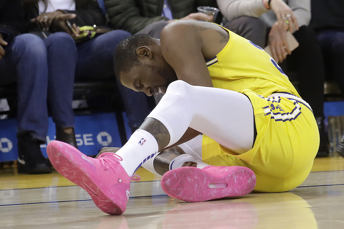 Kevin Durant扭傷腳踝（圖／美聯社／達志影像）