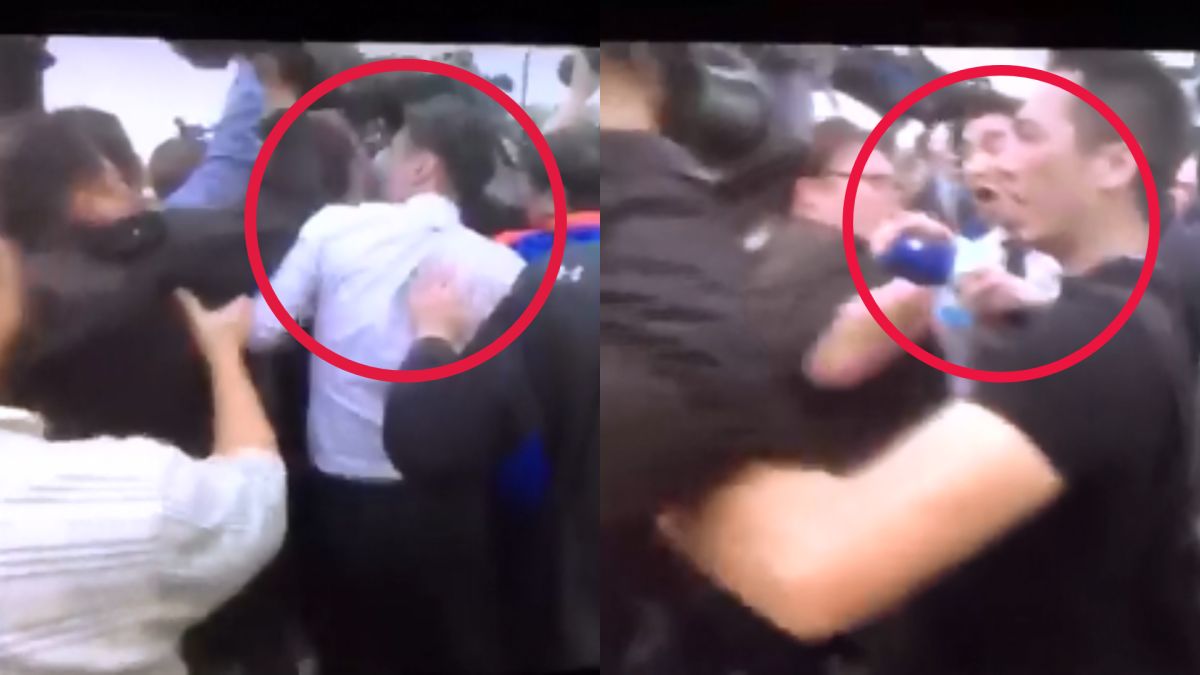▲王又正（紅圈處）怒推、爆吼撞他的攝影記者。（圖／臉書）
