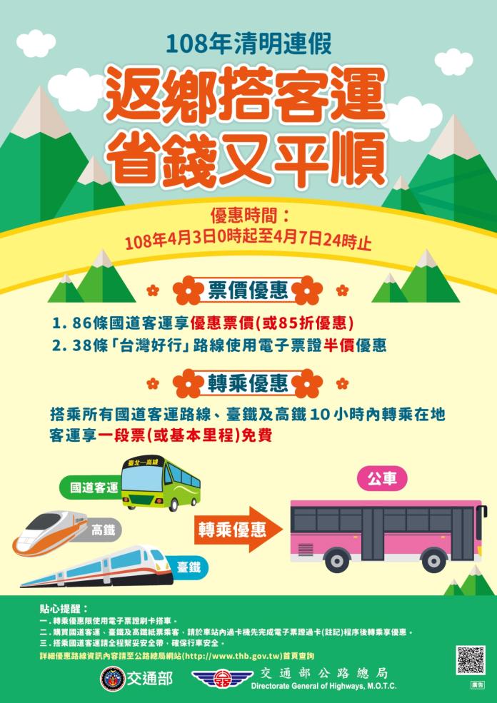 清明連假搭乘公共運輸享優惠　用「幸福公路APP」最聰明
