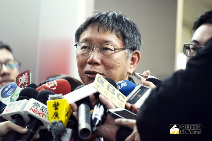 台北市長柯文哲結束9天8夜訪美行程後首度接受媒體聯訪。（圖／記者林柏年攝，2019.3.25）