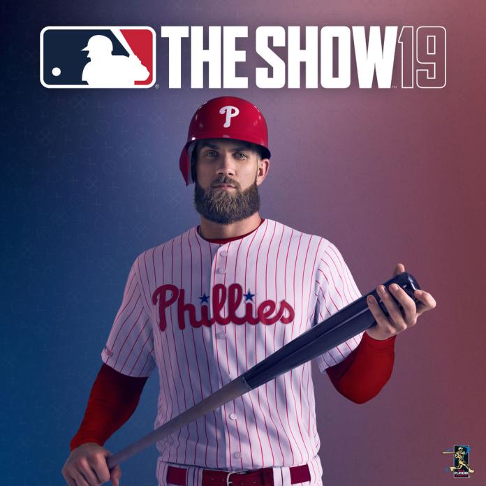 ▲本季轉隊至費城人的超級巨星哈波，身穿新球隊球衣登上《MLB The Show 19》封面。（圖／SIET提供）