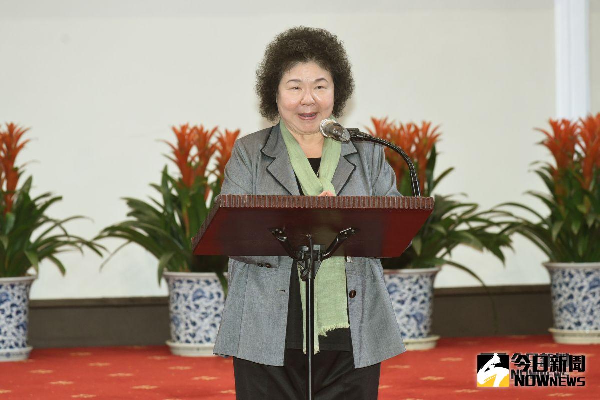 總統府秘書長陳菊出席「總統府建築百年老員工回娘家」茶會活動。（圖／記者林柏年攝，2019.3.27）