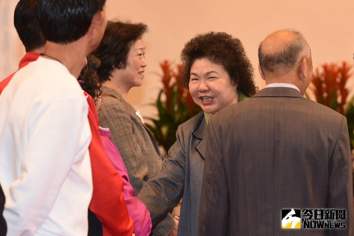 總統府秘書長陳菊出席「總統府建築百年老員工回娘家」茶會活動。（圖／記者林柏年攝，2019.3.27）