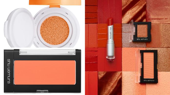 創藝無限腮紅 M541 NT$750、約會ing氣墊腮紅 心動粉橘 NT$1,100。圖＠植村秀