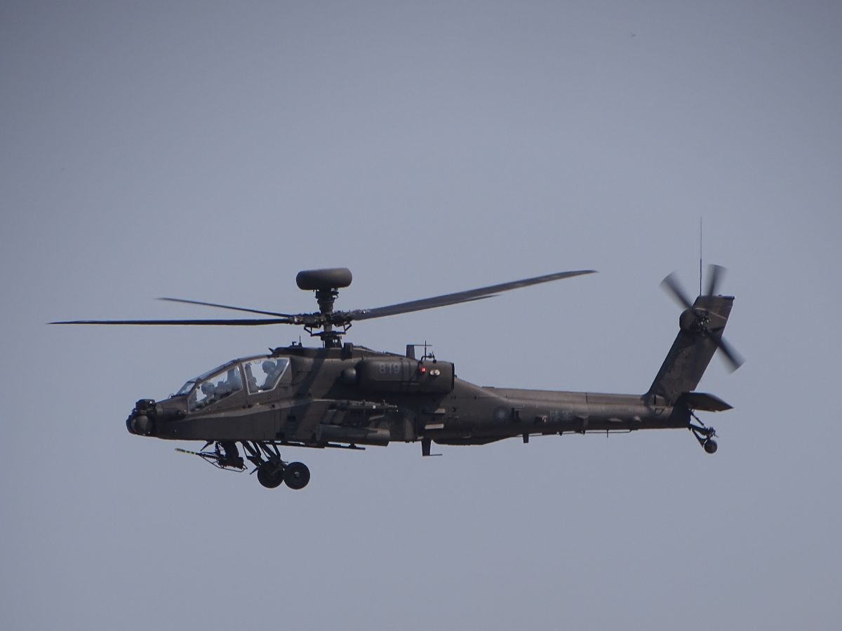 ▲陸軍航特部30日龍翔營區開放，28日進行預演，AH-64E阿帕契直升機性能展示。（圖／記者呂炯昌攝,
2019.3.28）