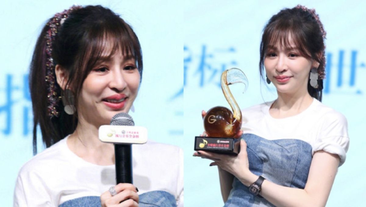 ▲36 歲甜心教主王心凌，近年身陷整形疑雲，對外她始終否認。26 日她出席大陸「流行音樂全金榜」，網上流傳她臉蛋浮腫、笑容僵硬，還出現「香腸嘴」的照片。（圖／翻攝自臉書凡槿（廣告小妹））