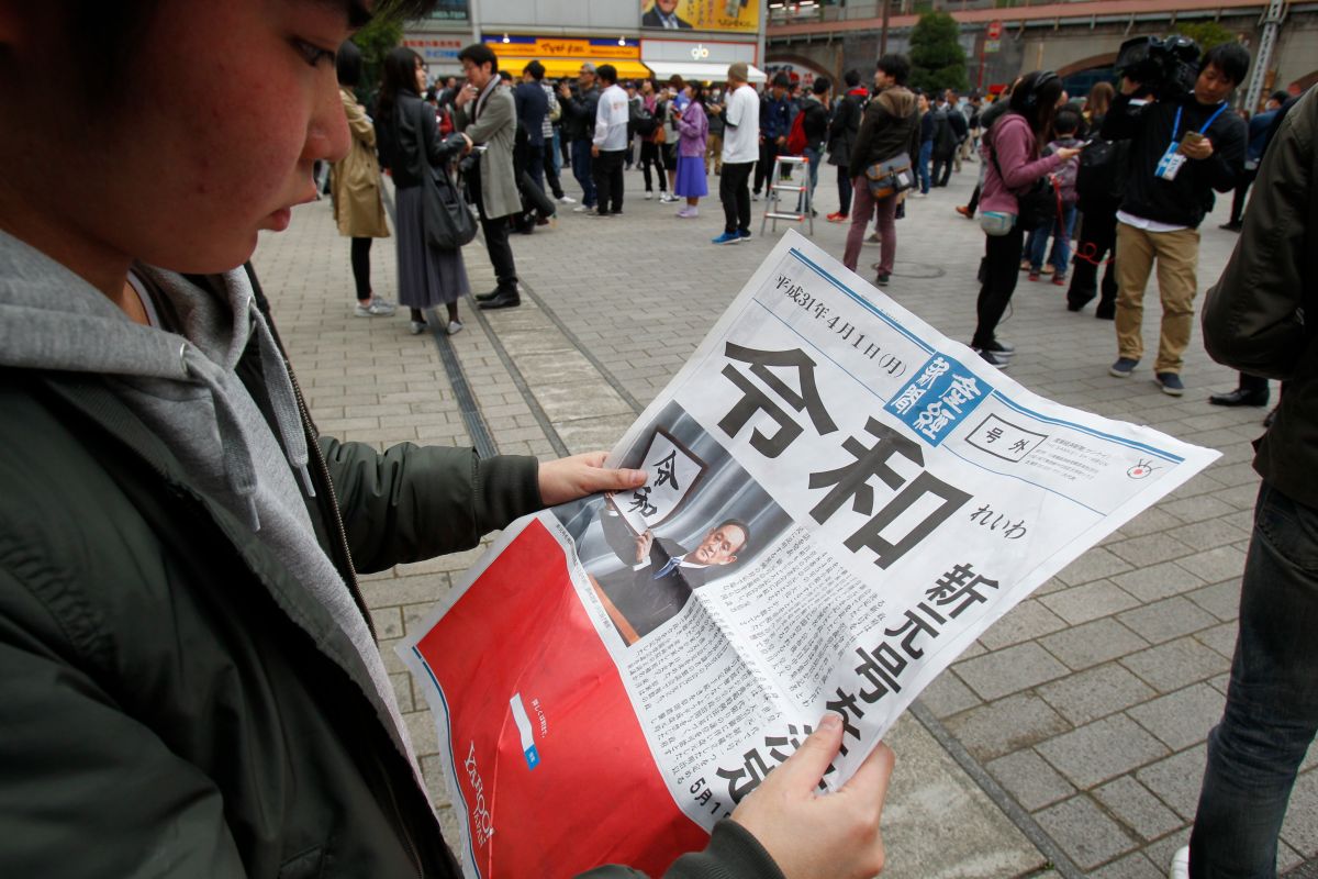 ▲日本內閣官房長官菅義偉發表新年號「令和」（圖／美聯社／達志影像）