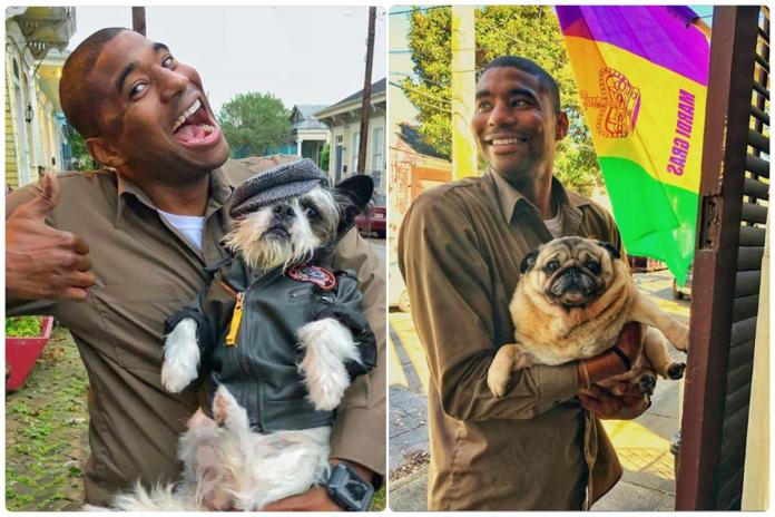 快遞員Jason Hardesty有著開朗的笑容，喜歡跟狗狗合照，上傳到Instagram與大家分享。（圖／翻攝Instagram）