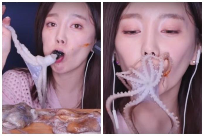 ▲韓國一名專吃各類食物爆紅的網紅「So young（쏘영）」，日前依觀眾要求，拍攝了一則「生吞章魚」的影片，讓人看了目瞪口呆。（圖／翻攝自 Youtube）