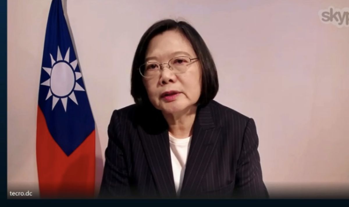 ▲蔡英文用視訊的方式和美國華府智庫傳統基金會連線。（圖／翻攝自The Heritage Foundation）