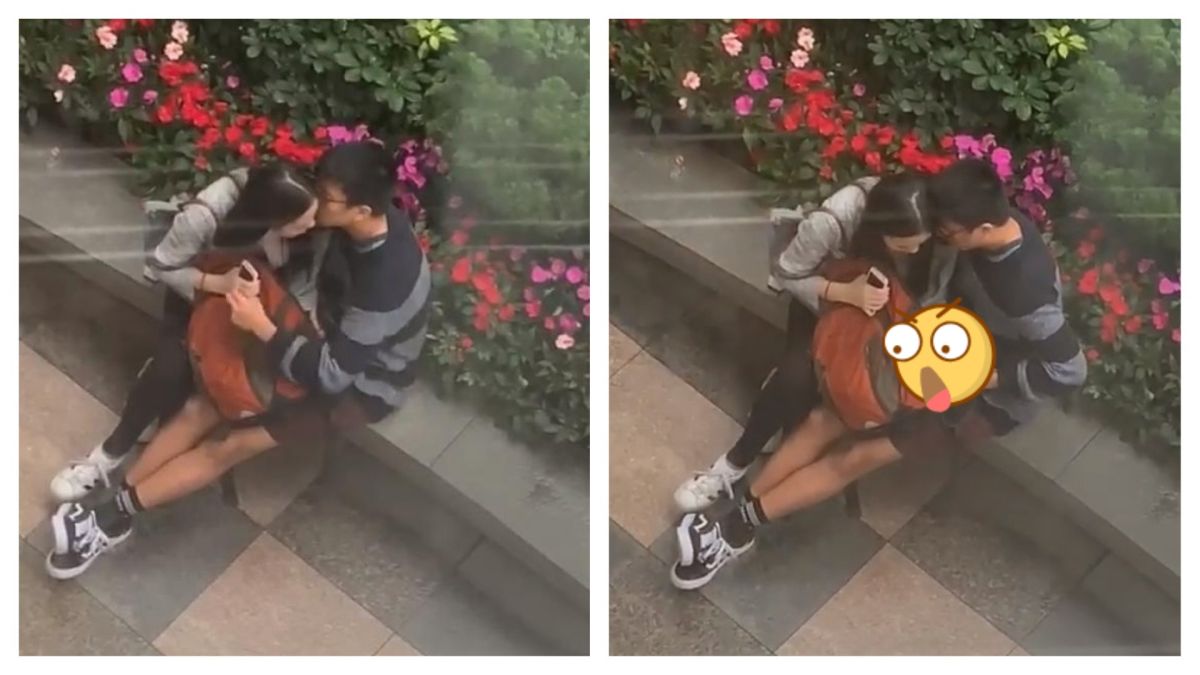 ▲有年輕情侶疑似情不自禁，在路邊由女友替男友手淫。（圖／翻攝自新浪香港）