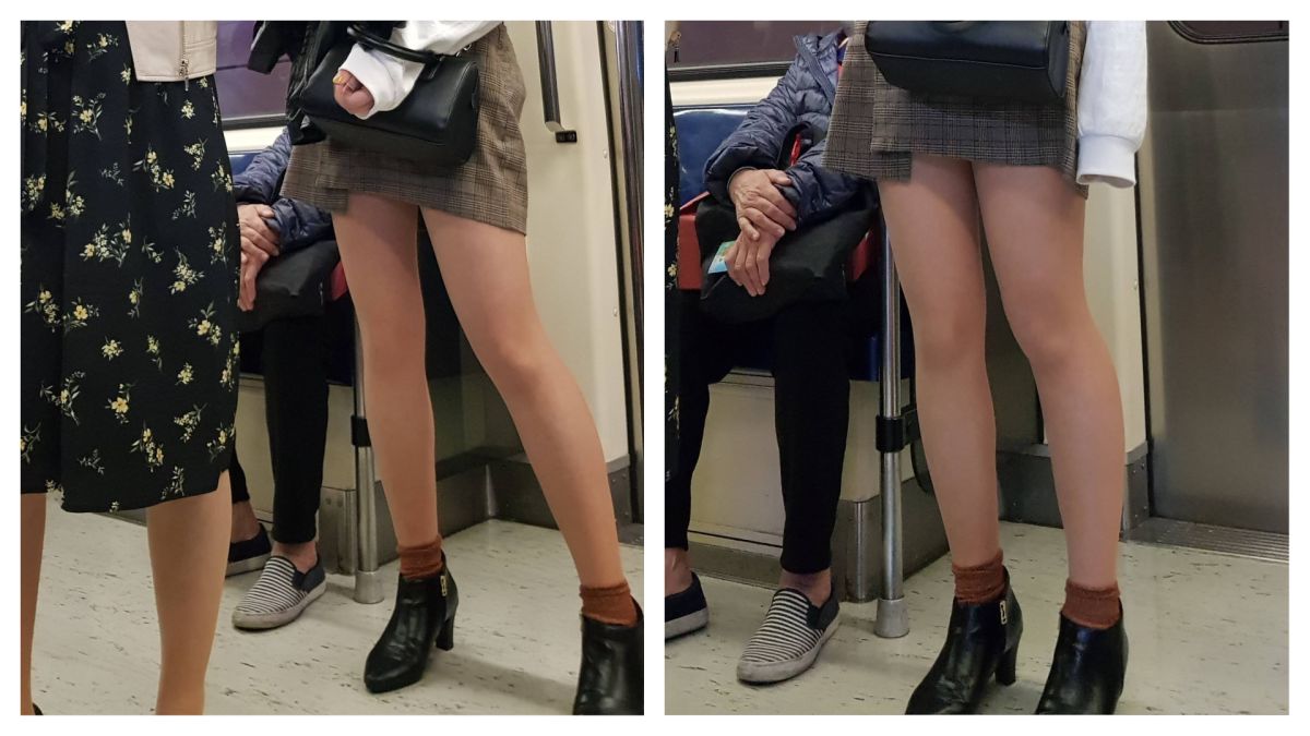 ▲網友分享照片，有短裙妹在北捷喝珍奶，引發網友討論。（圖／翻攝自批踢踢）