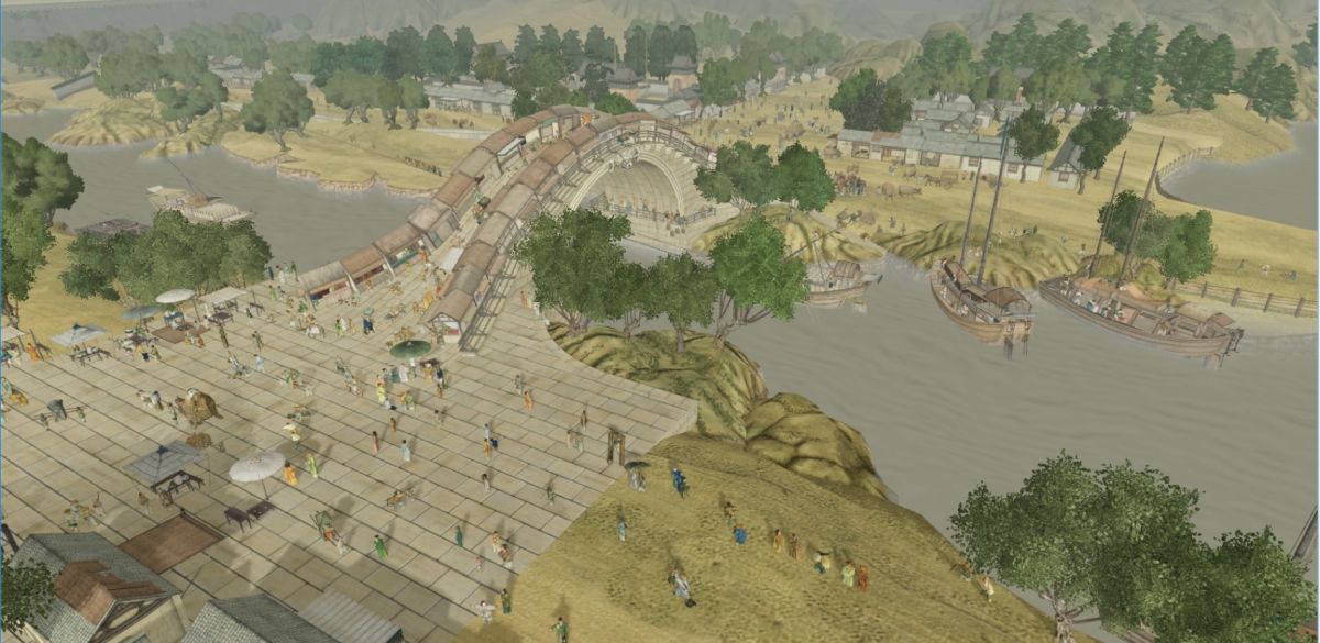 故宮教育展資處副處長謝俊科表示，透過VR虛擬實境民眾可親自體會拋繩索、以及乘船進入汴京時的風光。（圖／翻攝自故宮網站）