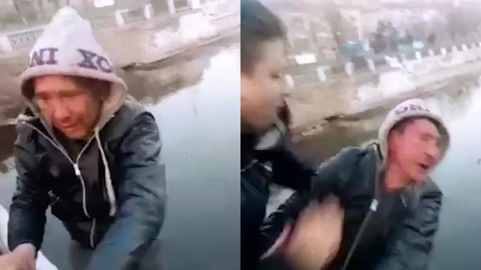 ▲烏克蘭兩名少年把陌生男子推下河，就為了拍攝爆紅影片。（圖／翻攝mirror）