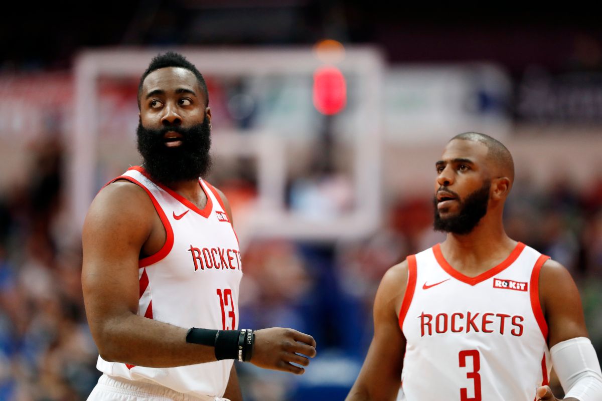 ▲火箭「HP雙核心」James Harden(左)、 Chris Paul。（圖／美聯社／達志影像）
