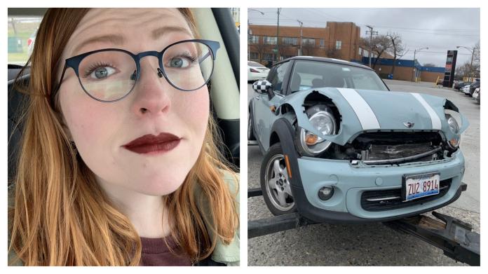 奇！女子車禍後自拍報喜訊　車頭全毀但「唇膏沒有脫色」
