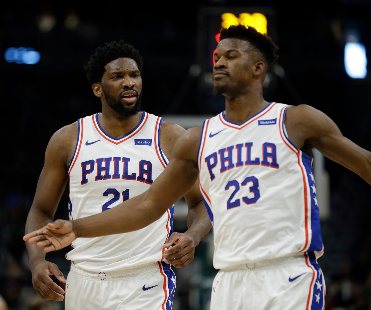 ▲Joel Embiid(左)、Jimmy Butler曾是76人隊友。（圖／美聯社／達志影像）