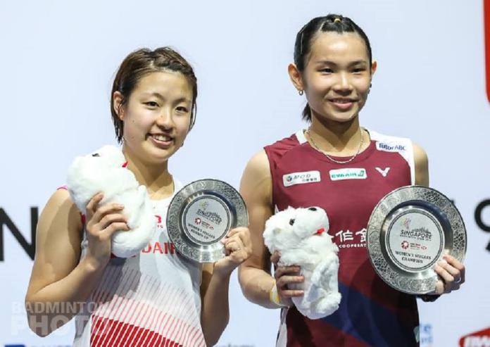 ▲戴資穎(右)力退日本一姊奧原希望，勇奪新加坡公開賽冠軍。（圖／取自戴資穎臉書）
