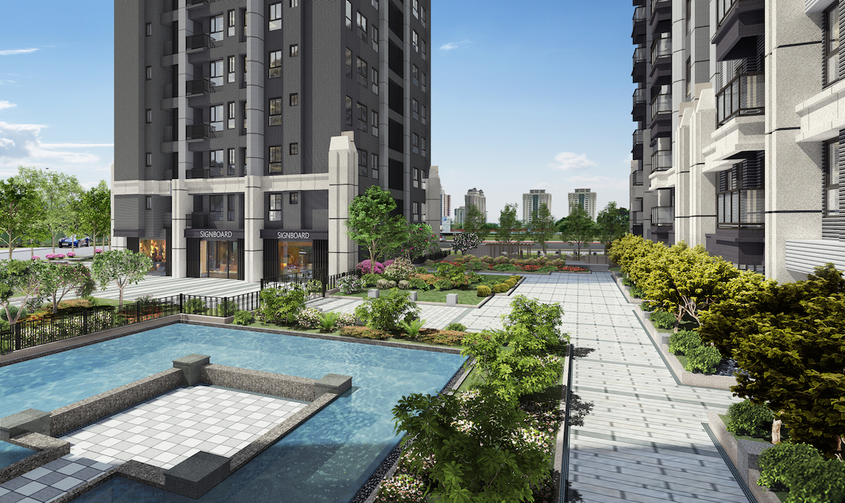 ▲建案走路到高鐵站只要十分鐘，前有四十米寬的領航南路，再過去是公園及河景。(圖/公關照片)