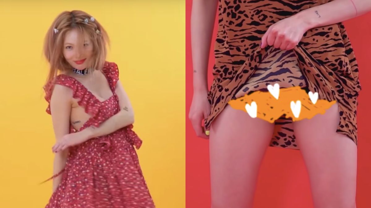 ▲泫雅拍廣告性感露內褲。（圖／STYLENANDA YouTube）