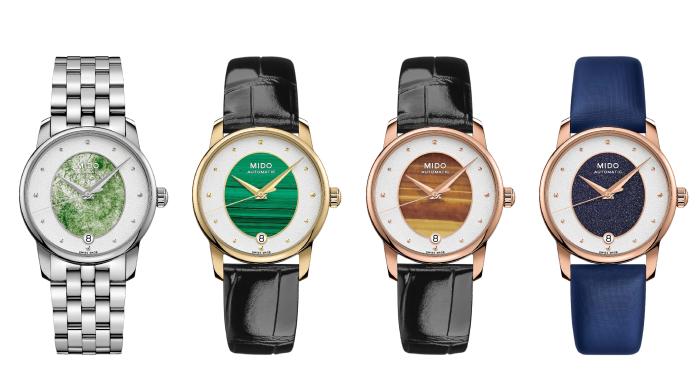 ▲Baroncelli II Wild Stone永恆系列彩石腕錶，以深藍、橙棕、亮綠或水綠的礦物寶石迷人色彩，綻放魅力。（圖／MIDO提供）