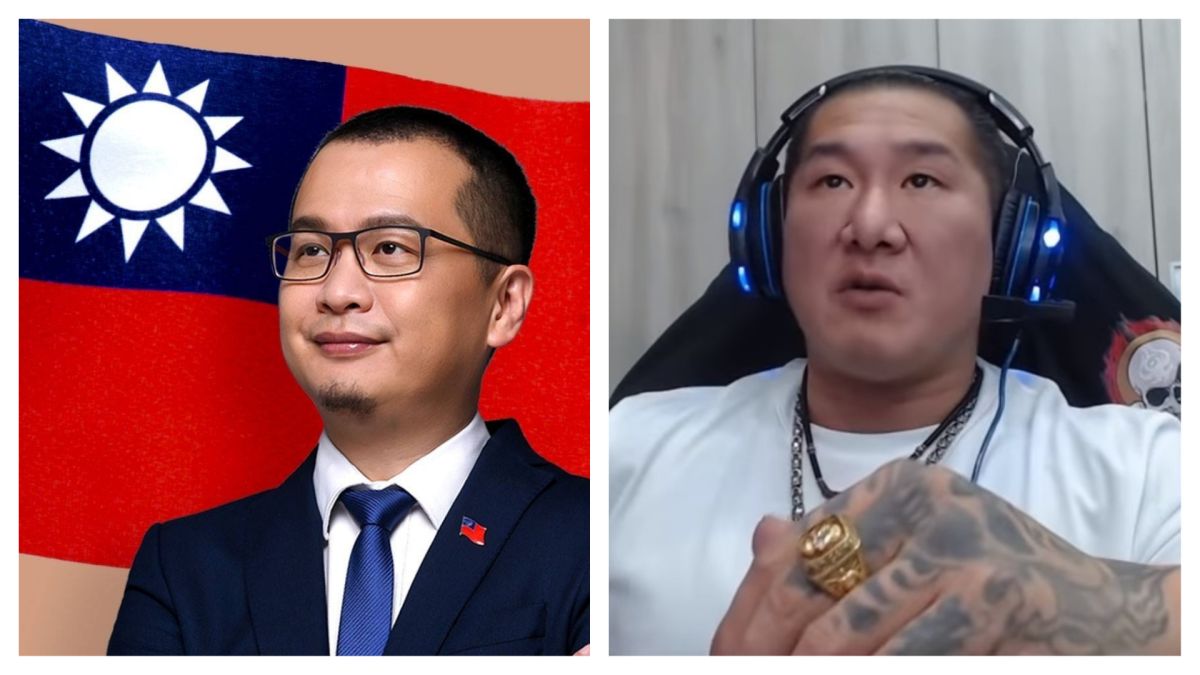 ▲羅智強邀約館長辯論，嗆聲說「不敢就把飆捍二個字拆下來」（合成圖／翻攝自羅智強臉書，飆悍館長 Youtube 影片截圖）