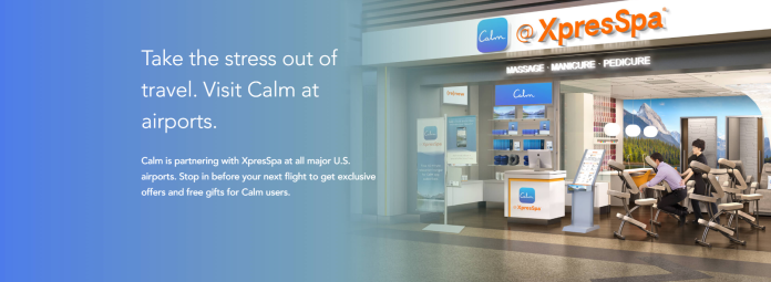 ▲聚點多在美國機場的連鎖沙龍 XpresSpa 也能聽見 Calm 的服務。（圖／Calm 官網）