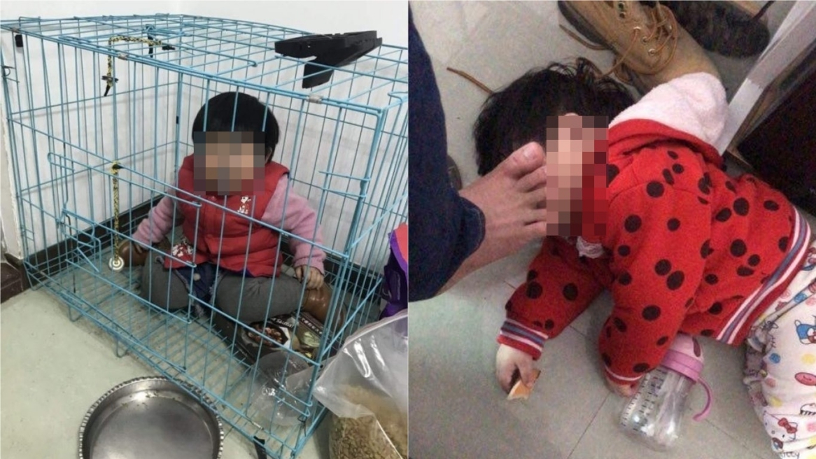 ▲微博網友爆料，潮州一名父親虐待女兒，並附上女童被關在狗籠、身上傷痕等照片。（圖／翻攝Starrynighto兒童保護微博）

