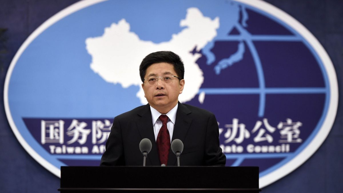 ▲中國大陸國台辦發言人馬曉光指回應郭台銘「兩個中國」說，重申「只有一中」。（圖／翻攝國台辦記者會影片）