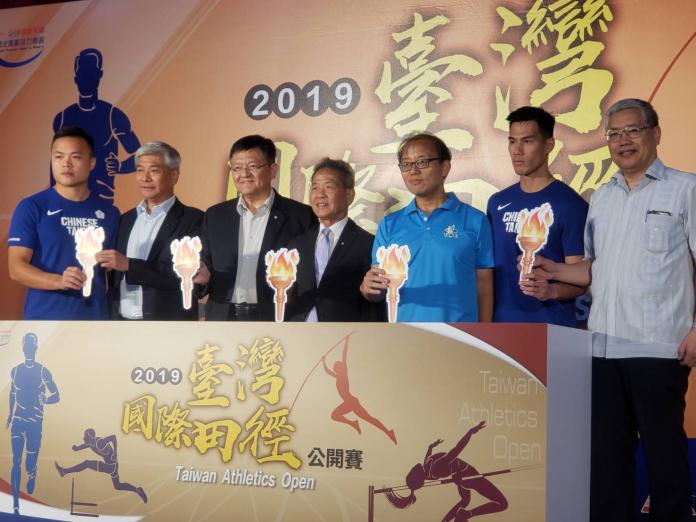 標槍好手鄭兆村以及「台灣最速男」楊俊瀚參加台灣國際田徑公開賽記者會。（圖／黃建霖攝）