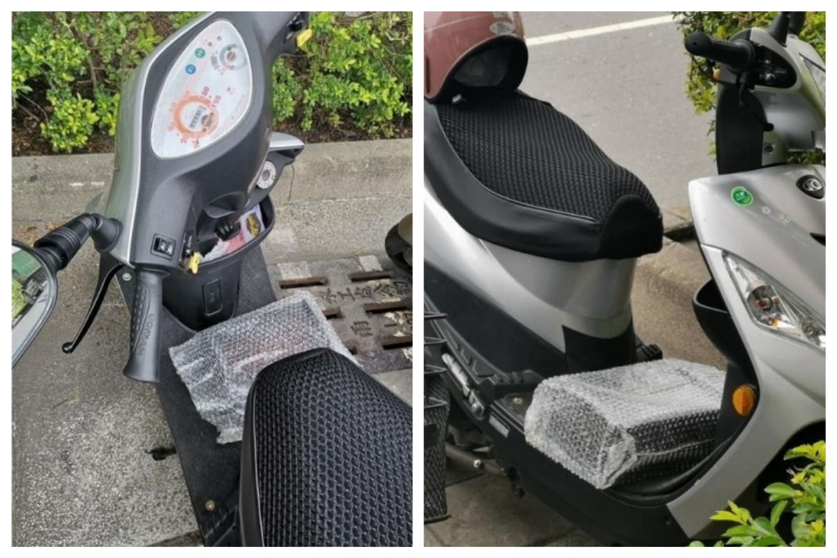 ▲網友表示自己的機車踏板上出現「神秘黑盒」。（圖／翻攝自爆料公社）