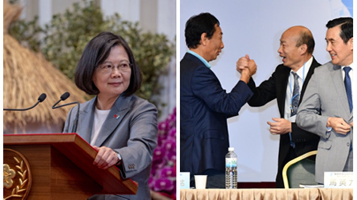 蔡英文總統、鴻海董事長郭台銘、高雄市長韓國瑜、前總統馬英九（由左至右）。（合成圖 / 總統府提供、NOWnews資料照）