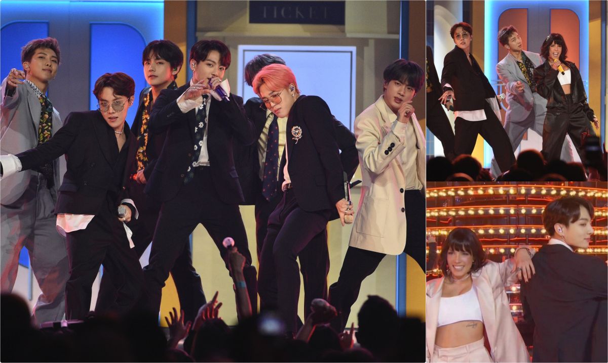 ▲BTS合體Halsey表演〈Boy With Luv〉。（圖／美聯社）