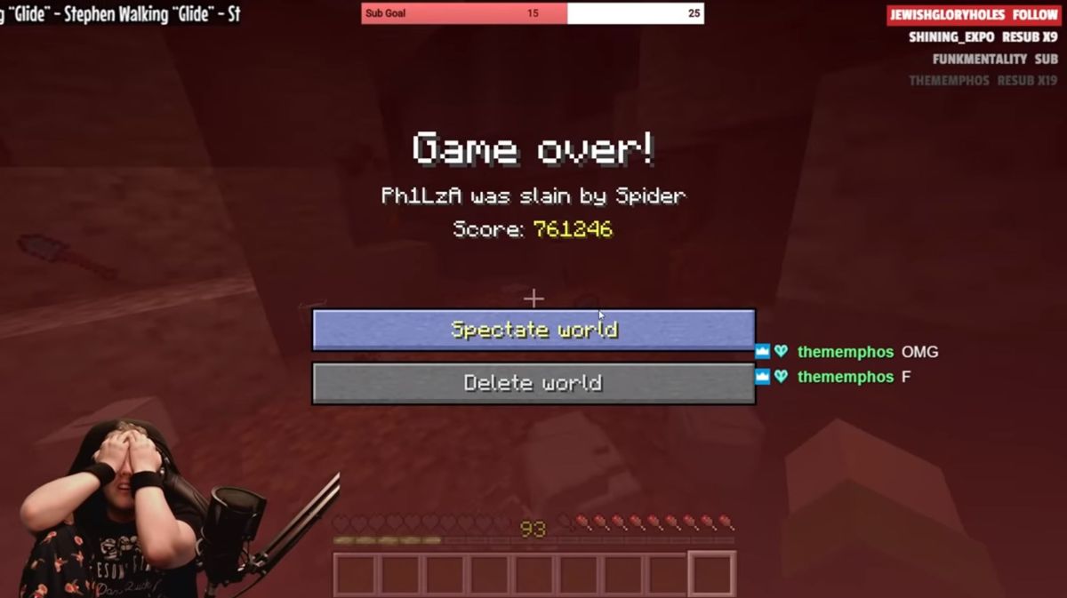 ▲實況主 Philza 因為自己的失誤中斷持續五年的遊戲紀錄。（圖／翻攝自Youtube）