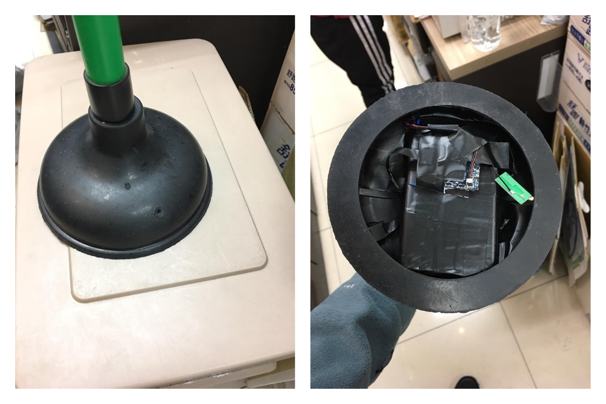 ▲一名男網友指控，到某超商內使用洗手間，無意間發現通便器上有個小孔，好奇一翻卻見裡面暗藏針孔攝影機，氣得報警處理。（圖／翻攝自爆廢公社）