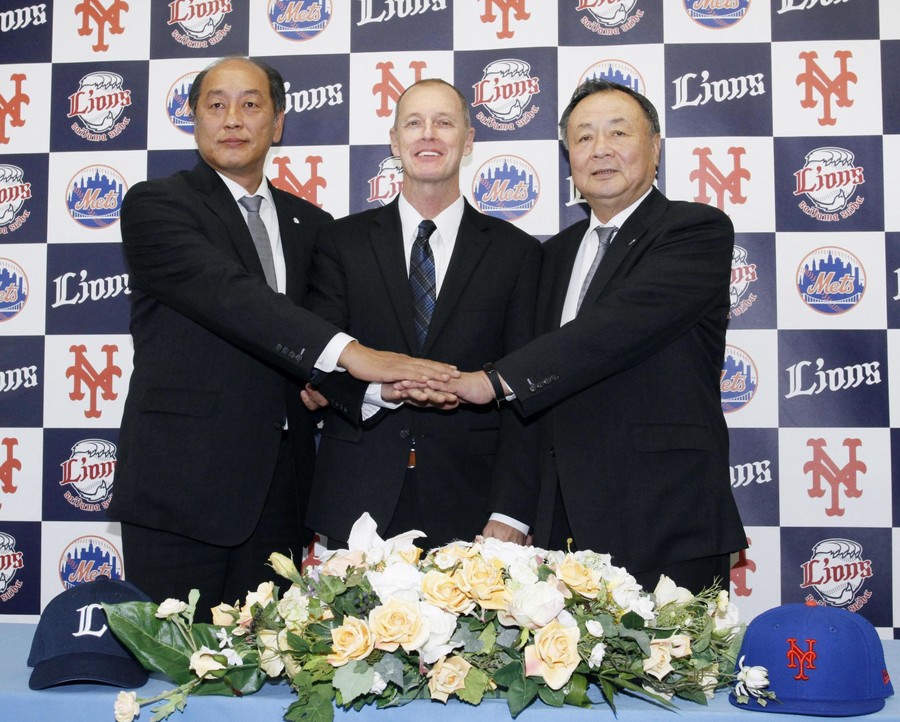 西武獅隊與大聯盟簽署合作協議（圖/取自共同通信社）