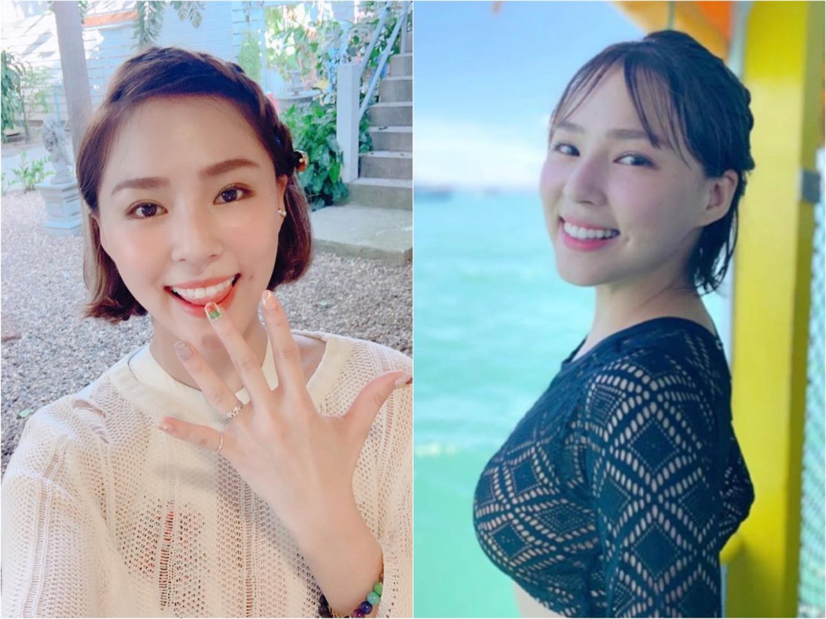 ▲泳裝「水滴型巨洞」辣翻！熊熊海邊解放…超巨半球全看光。（圖／翻攝自熊熊IG）