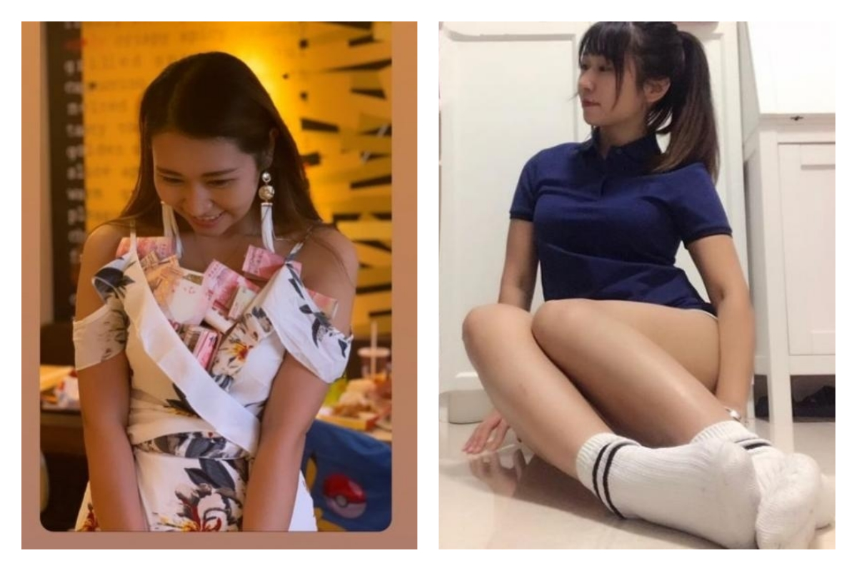 ▲正妹開心慶生，胸口被友人用現金塞好塞滿，引發網友討論。（圖／翻攝自新浪香港）