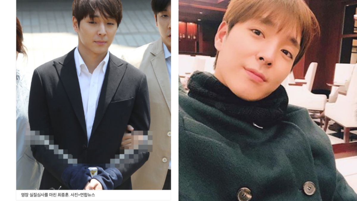 ▲崔鍾訓雙手上銬道歉。（圖／韓網、IG）