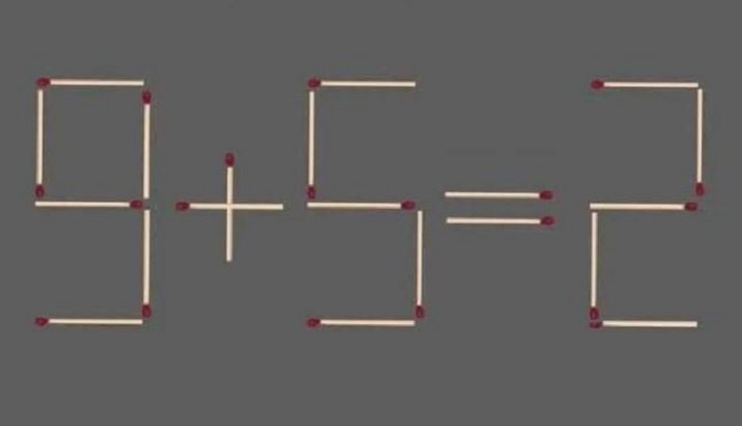 ▲如何移動一根火柴就可以使「9+5=2」成立？（圖／翻攝網路）