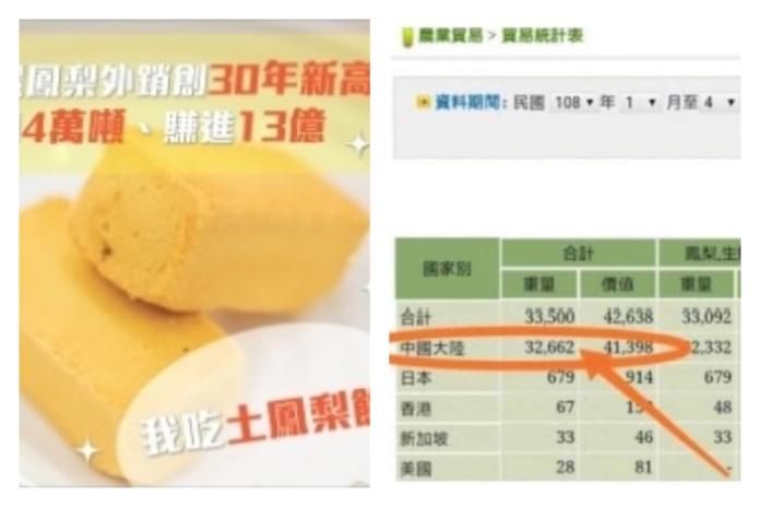 小英讚鳳梨外銷狂賣13億　林佳新秀數據：97%到中國大陸
