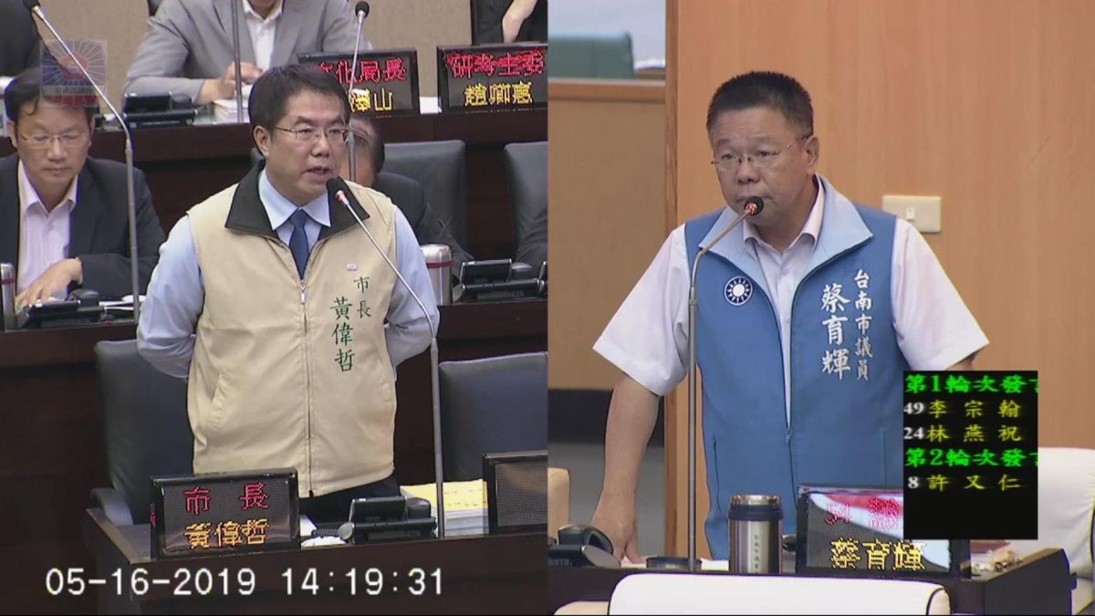 ▲16日多位議員拿出資料顯示，台南市政府市長室蔡姓科員疑是網軍。（圖／翻攝自台南市議會）