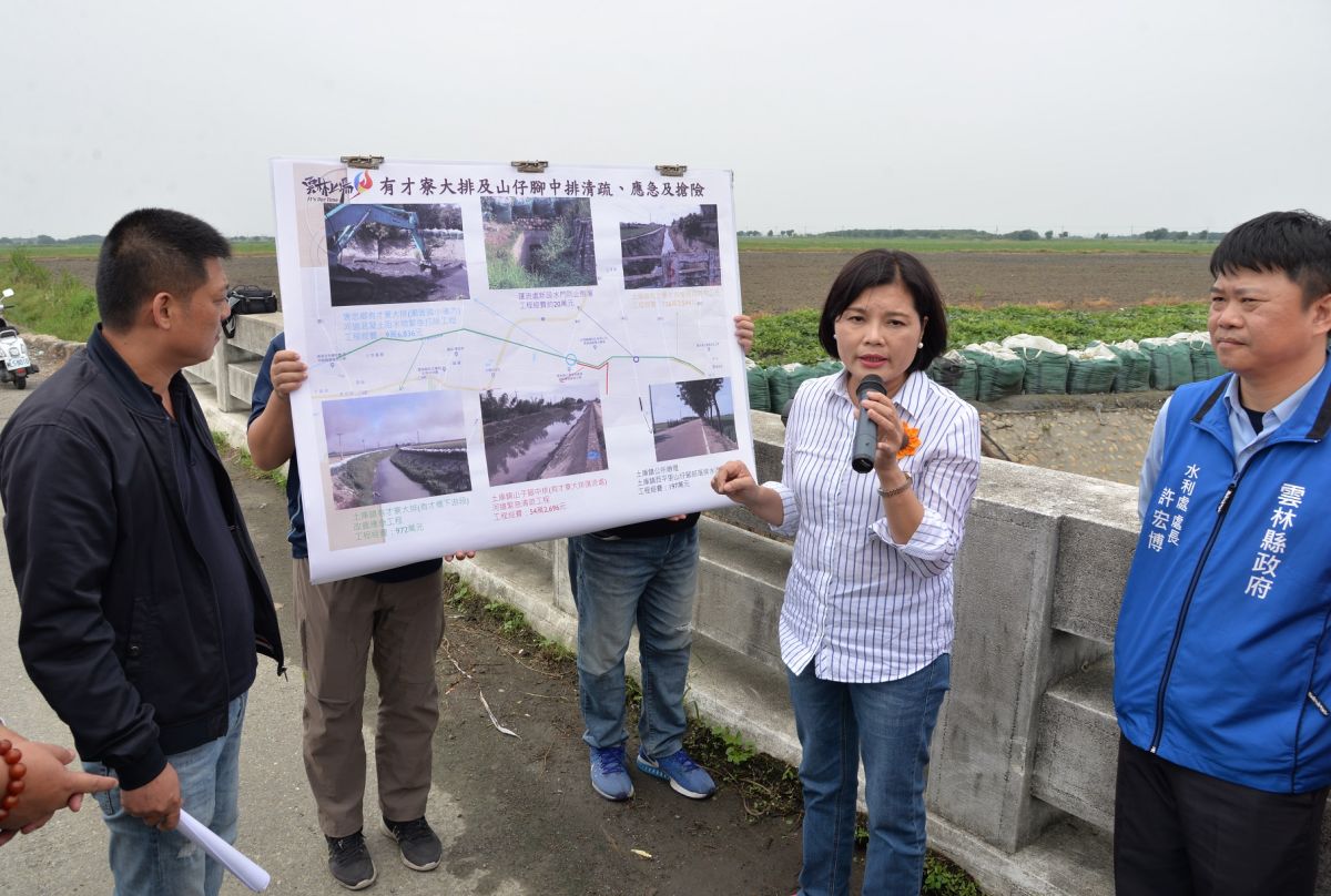 ▲縣長張麗善首站視察有才寮大排。（圖／記者蘇榮泉攝，2019.05.21）