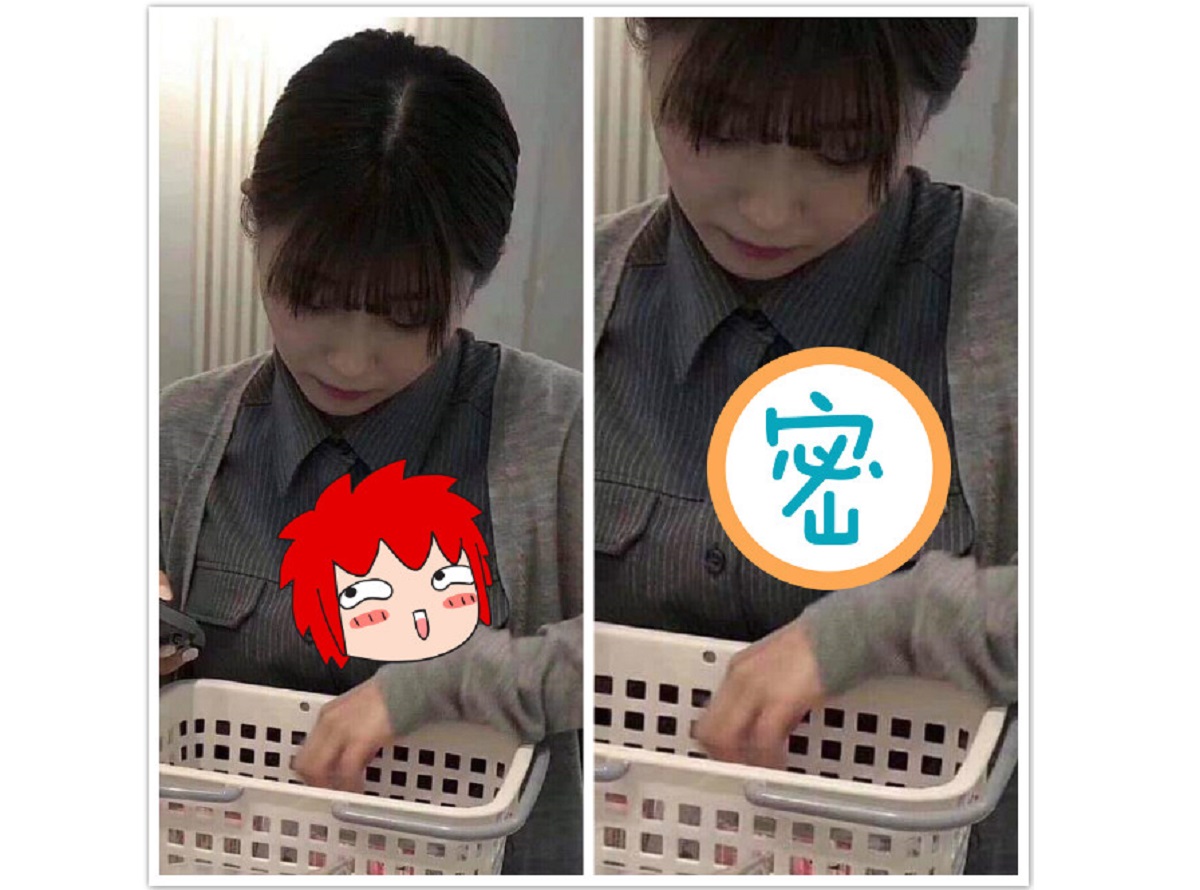 ▲清秀正妹店員認真結帳，一看胸前超害羞：「2字」引遐想。（圖／翻攝自臉書社團爆笑公社）