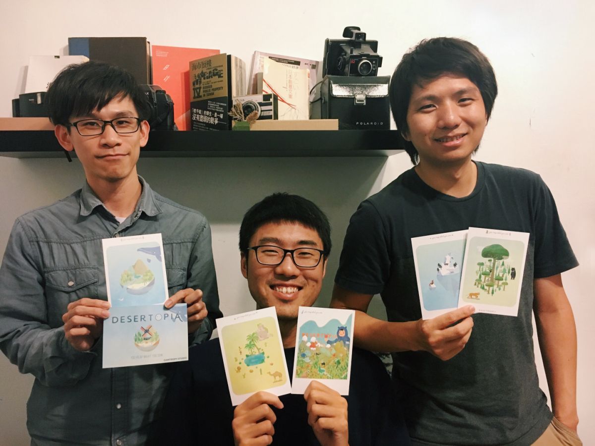 除了荒漠樂園之外，相信未來遊戲熵會推出更多叫好又叫座的遊戲作品。由左至右為遊戲熵 3 位共同創辦人林允晨、吳少辰、陳昱任。（圖／創夢市集提供）